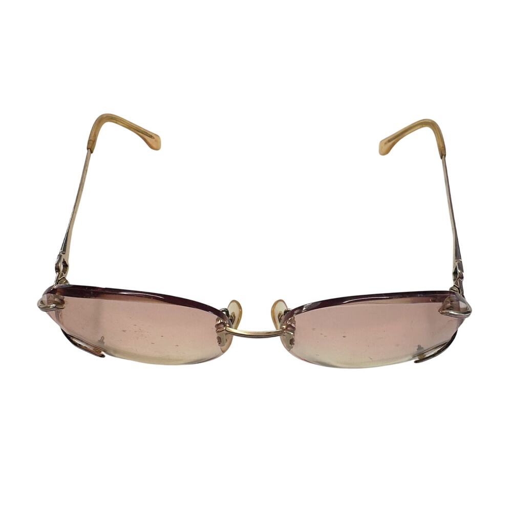 YSL - Yves Saint Laurent Amber / Rose Colored Rimless Sunglasses with Case - Picture 4 of 16